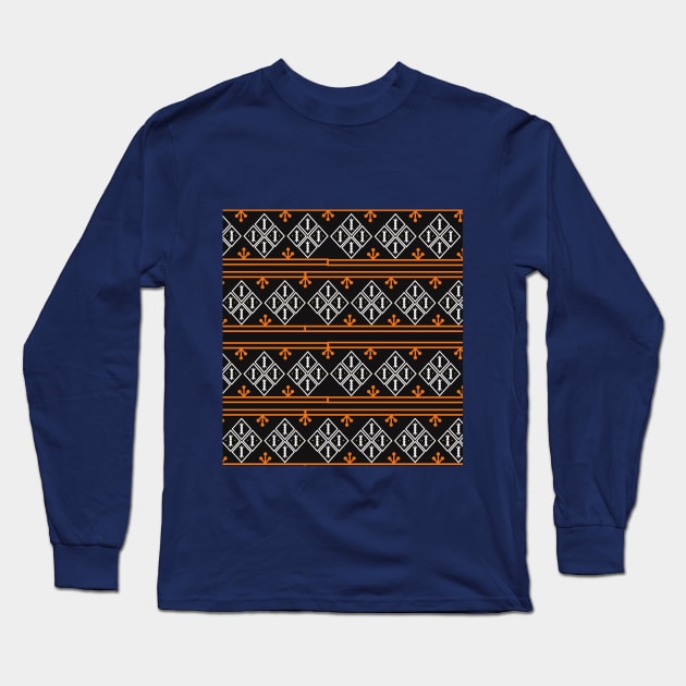 orange and black pattern background fabric pattern Long Sleeve T-Shirt by Studiowup